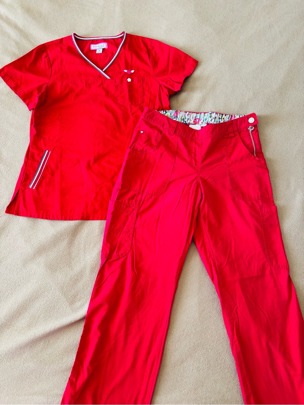 koi Bright Red Straight-Leg Scrub Pants